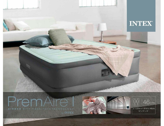 Полуторная кровать Intex Premaire Elevated Airbed (Full), 137х191х46 см, со встроенным насосом 220V