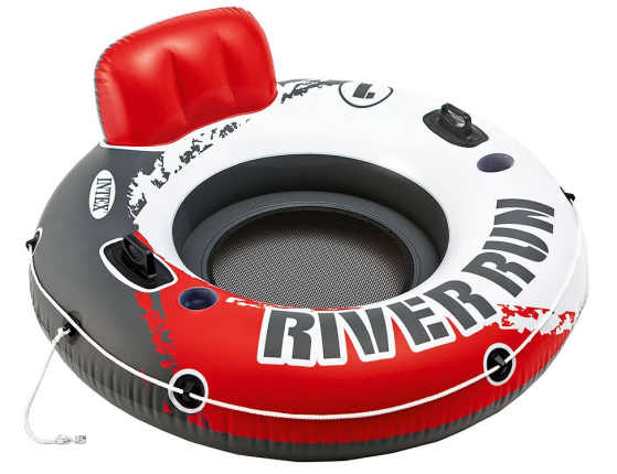 Надувной круг Intex River Run красный с сетчатым дном, диаметр 135 см