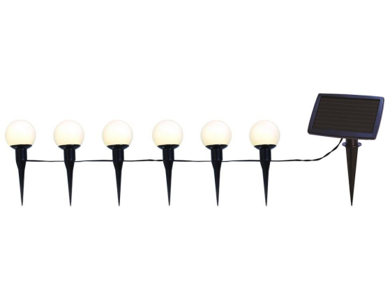 Садовая гирлянда-светильники СФЕРА СВЕТА, 6 тёплых белых LED-ламп, солнечная батарея, 5+2 м, Star Traiding