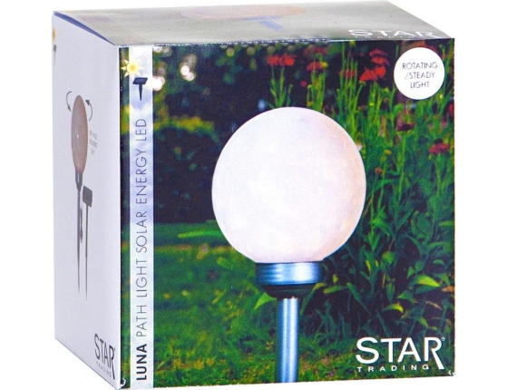 Садовый светильник LUNA матовый белый, тёплый белый свет, два режима свечения, солнечная батарея, 37х20 см, Star Trading