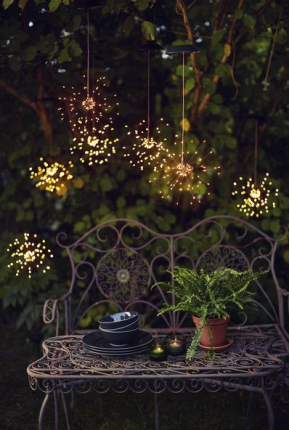 Садовый светильник подвесной FIREWORK, 90 тёплых белых микро LED-огней, солнечная батарея, 45х26 см, Star Trading