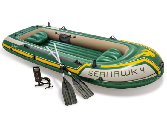 Надувная лодка Intex четырехместная Seahawk-400 (Set), 351х145х48 см