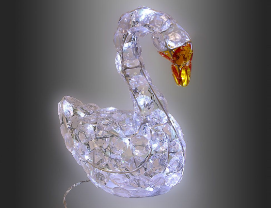Лебедь светящийся ХРУСТАЛЬНЫЙ, акрил, 30 см, 32 холодных белых LED ламп, Edelman