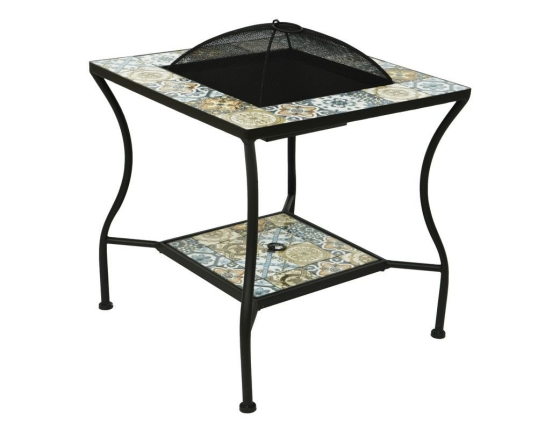 Садовый стол с чашей для костра ТУЛУЗА, металл, мозаика, 54.5x54.5x55 см