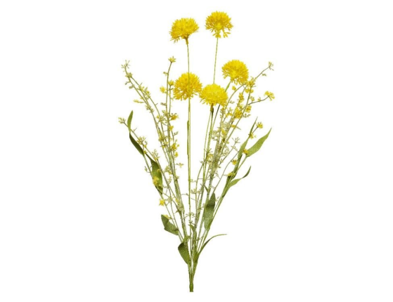Искусственные цветы ПОЛЕВЫЕ ГЕОРГИНЫ, пластик, жёлтые, 6x22x60 см