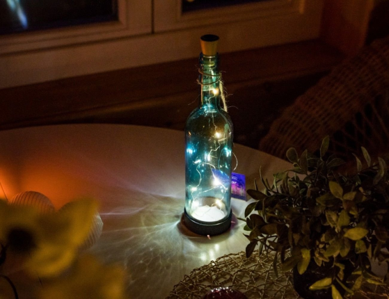 Садовая гирлянда для бутылки на солнечной батарее РОСА, 8 тёплых белых LED-огней, 75 см