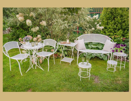 Комплект садовых столиков под кашпо АЖУРНЫЙ ПРОВАНС, металл, белый, 43х35см