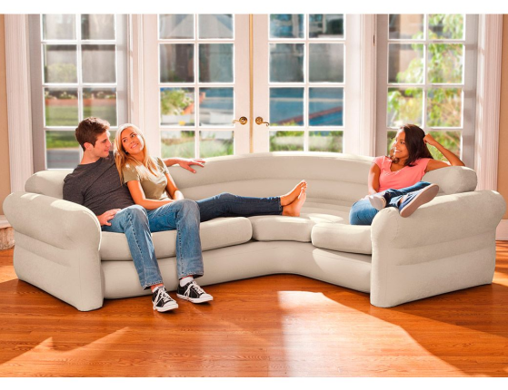 Надувной угловой диван Intex Corner Sofa, 257x203x76 см