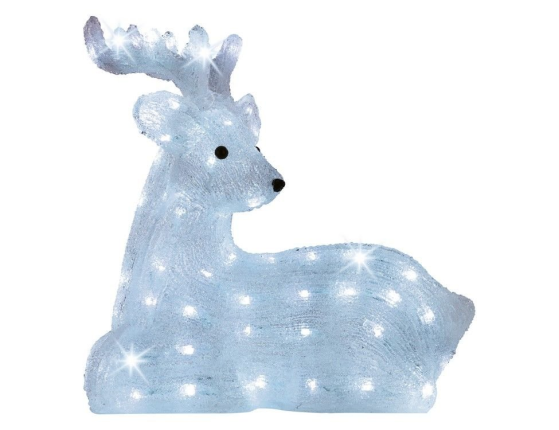 Светящаяся фигура ЛЕЖАЩИЙ ОЛЕНЕНОК, акрил, 80 холодных белых LED-огней, 45x16x43 см, уличный