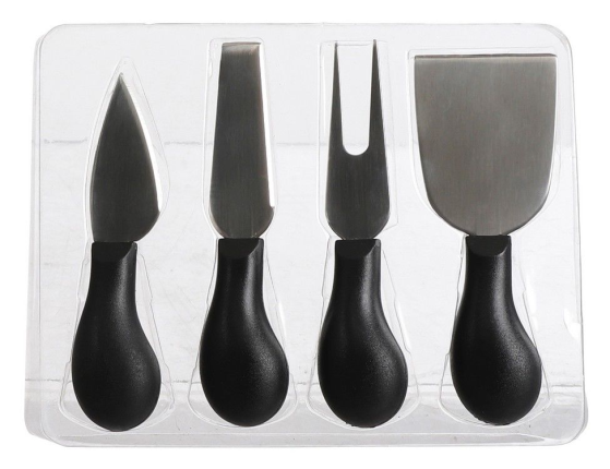Набор сырных ножей ЛАЙЗЭ, металл, чёрный, 4 шт., 18х15х3 см