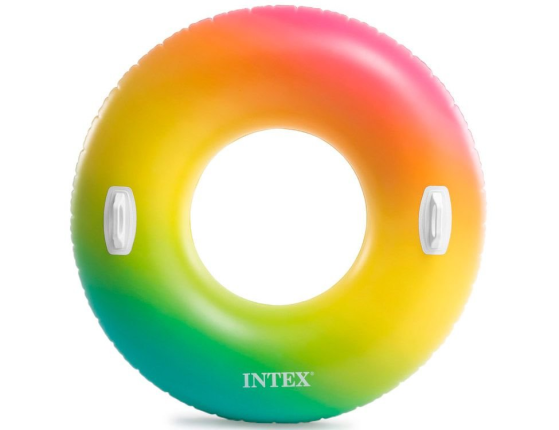 Разноцветный надувной круг INTEX,  122 см, от 9 лет