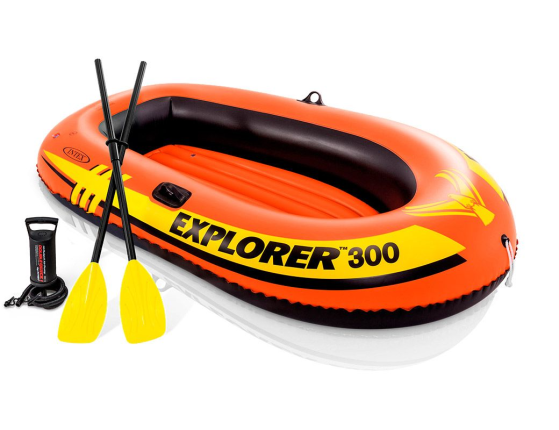Надувная лодка Intex Explorer-300 (Set),  с веслами и насосом, 211х117х41см