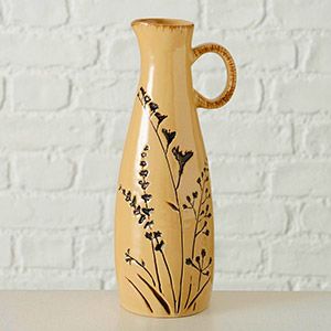 Узкая ваза-кувшин БОТАНИКО с пышными веточками, фарфоровая, 20 см