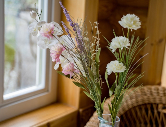 Искусственные цветы ПОЛЕВЫЕ ГЕОРГИНЫ, декоративная ветка, полиэстер, розовые, 60 см