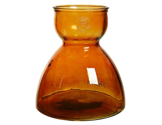 Декоративная стеклянная ваза КАШТАНОВЫЙ  МЁД, прозрачно-коричневая, 23 см