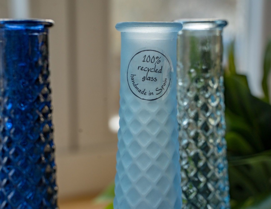 Декоративные стеклянные вазы SKY AND SEA, голубая гамма, 32 см (5 шт.)