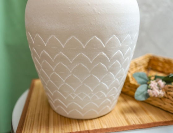 Керамическая ваза для цветов ТЕРРА СИГИЛЛАТА, ручная работа, сливочная, 35 см