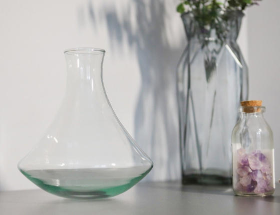 Стеклянная ваза ВИББЕ, прозрачная, 17 см