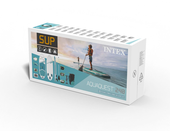 Надувная доска для SUP-бординга Intex Aqua Quest 240 c насосом и веслами, 244х76х13 см, от 8 лет