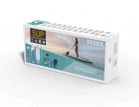 Надувная доска для SUP-бординга Intex Aqua Quest 320 с насосом и веслами, 320х81х15 см