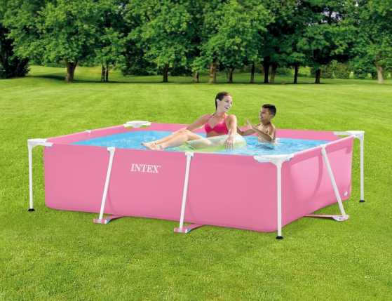 Каркасный бассейн Intex Rectangular Frame Pool розовый, 220х150х60 см