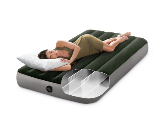 Надувная кровать (матрас Intex) Prestige Downy Airbed, (Twin), 99х191х25см с насосом от батареек