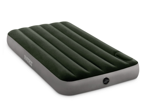 Односпальный надувной матрас Intex Downy Bed (Twin), 99х191x25 см со встроенным ножным насосом