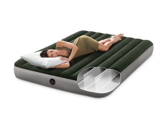 Двуспальный надувной матрас Intex Downy Bed (Queen), 152х203x25 см со встроенным ножным насосом