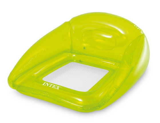 Надувное кресло для плавания Intex Прозрачное с сетчатым дном, салатовое, 104х102 см