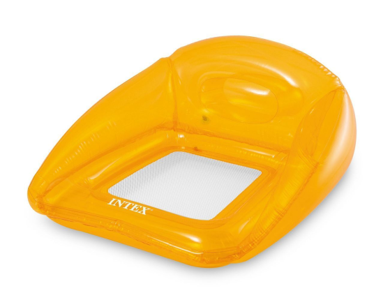 Надувное кресло для плавания Intex Прозрачное с сетчатым дном, оранжевое, 104х102 см