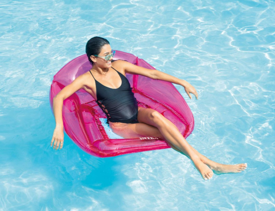 Надувное кресло для плавания Intex Прозрачное с сетчатым дном, розовое, 104х102 см