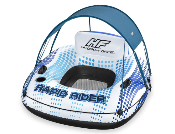 Надувной круг-кресло Rapid Rider с сетчатым дном и навесом, 123х123х51 см, BestWay
