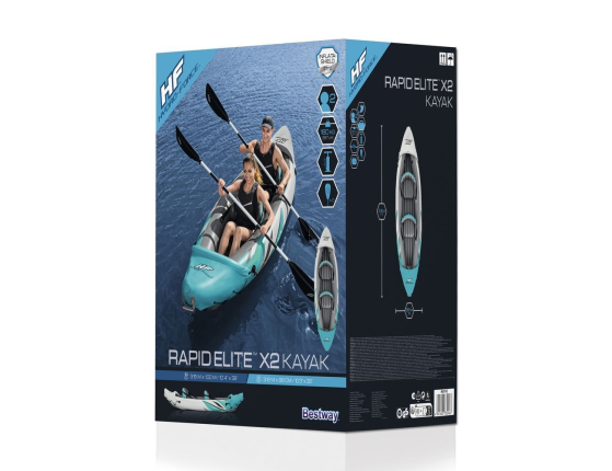 Надувная байдарка BestWay Rapid Elite X2 с веслами и насосом, 312х98 см