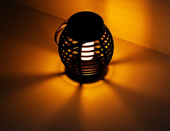 Садовый светильник Solar ФОНАРИК-КОРЗИНКА, тёплый белый LED-огонь, 16 см, пластик