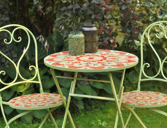 Садовая мебель с мозаикой SUMMER MEDITATION (стол и 2 стула), металл, керамика